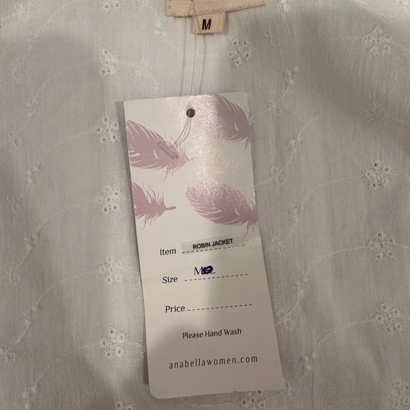 NWT Annabella White Eyelet Jacket with Hook Closure Detailed Boho Sz M - Picture 3 of 8